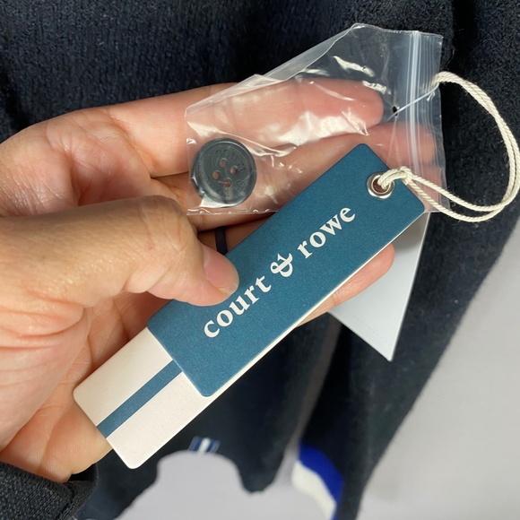 Court and Rowe Cardigan Sweater Long Sleeve V- Neck Stripe Trim in Rich … - Picture 5 of 7